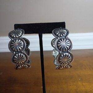 Western Concho Hoop Earrings Cowgirl Southwestern Boho Statement